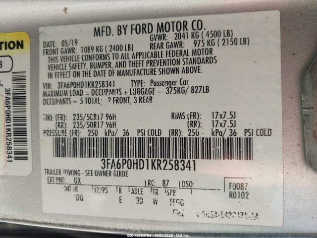 2019 FORD FUSION SE 9