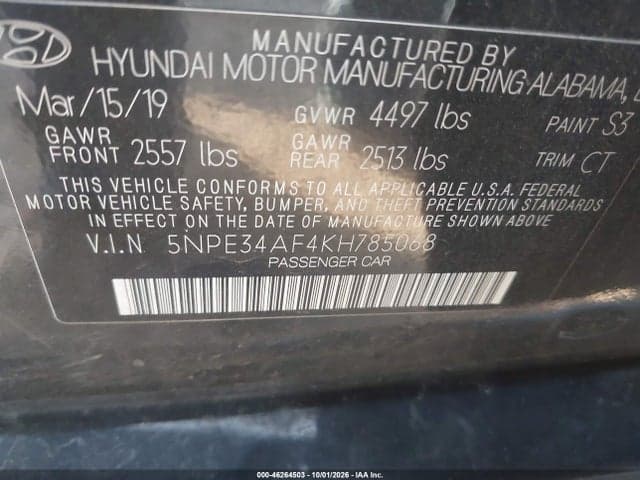 2019 HYUNDAI SONATA SEL 9