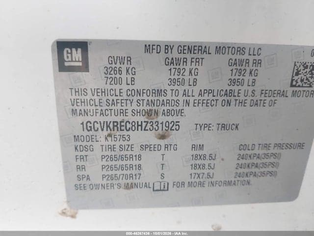 2017 CHEVROLET SILVERADO 1500 1LT 9