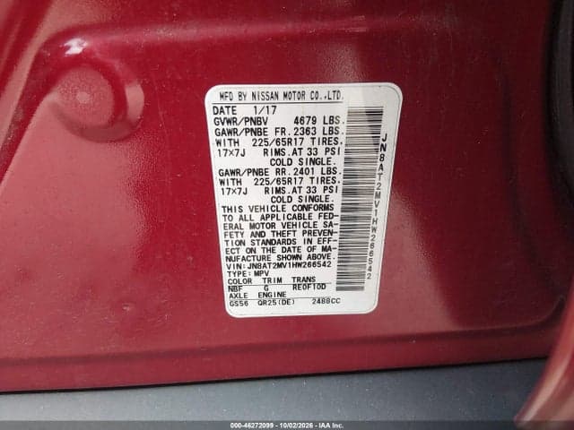 2017 NISSAN ROGUE S 9