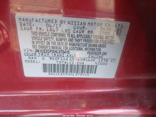 2017 NISSAN VERSA NOTE S PLUS 9