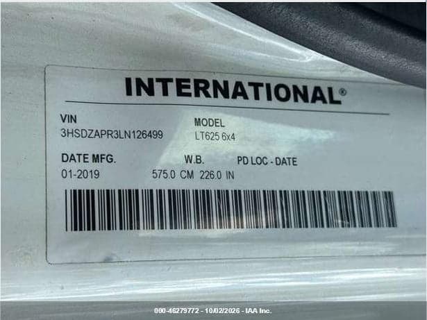 2020 INTERNATIONAL LT 9