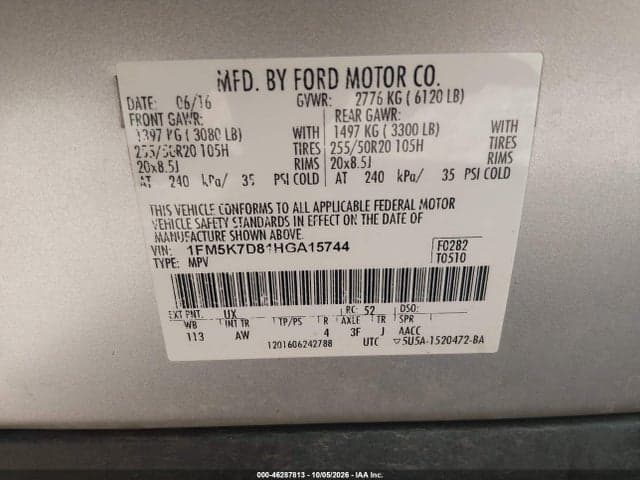 2017 FORD EXPLORER XLT 9