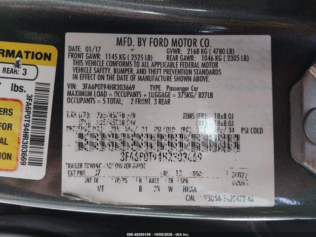 2017 FORD FUSION SE 9