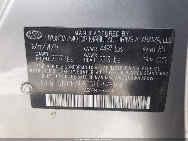 2017 HYUNDAI SONATA 9