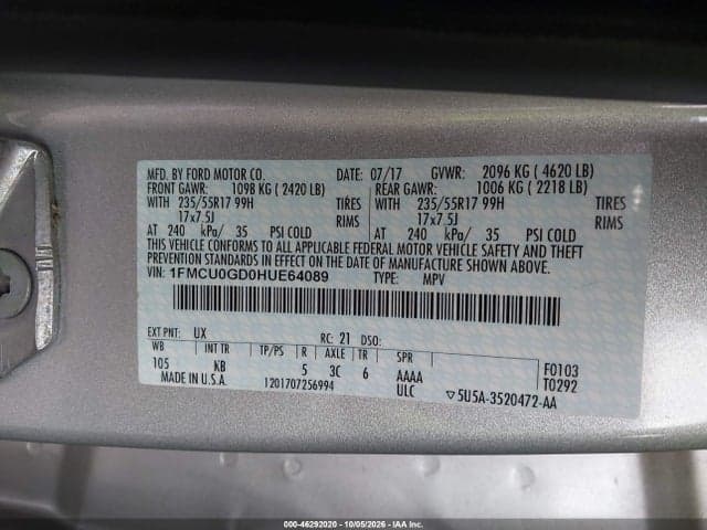 2017 FORD ESCAPE SE 9