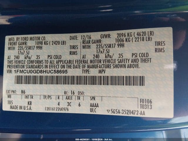 2017 FORD ESCAPE SE 9