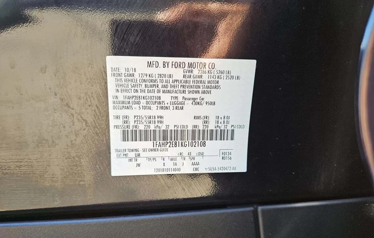 2019 FORD TAURUS SEL 3