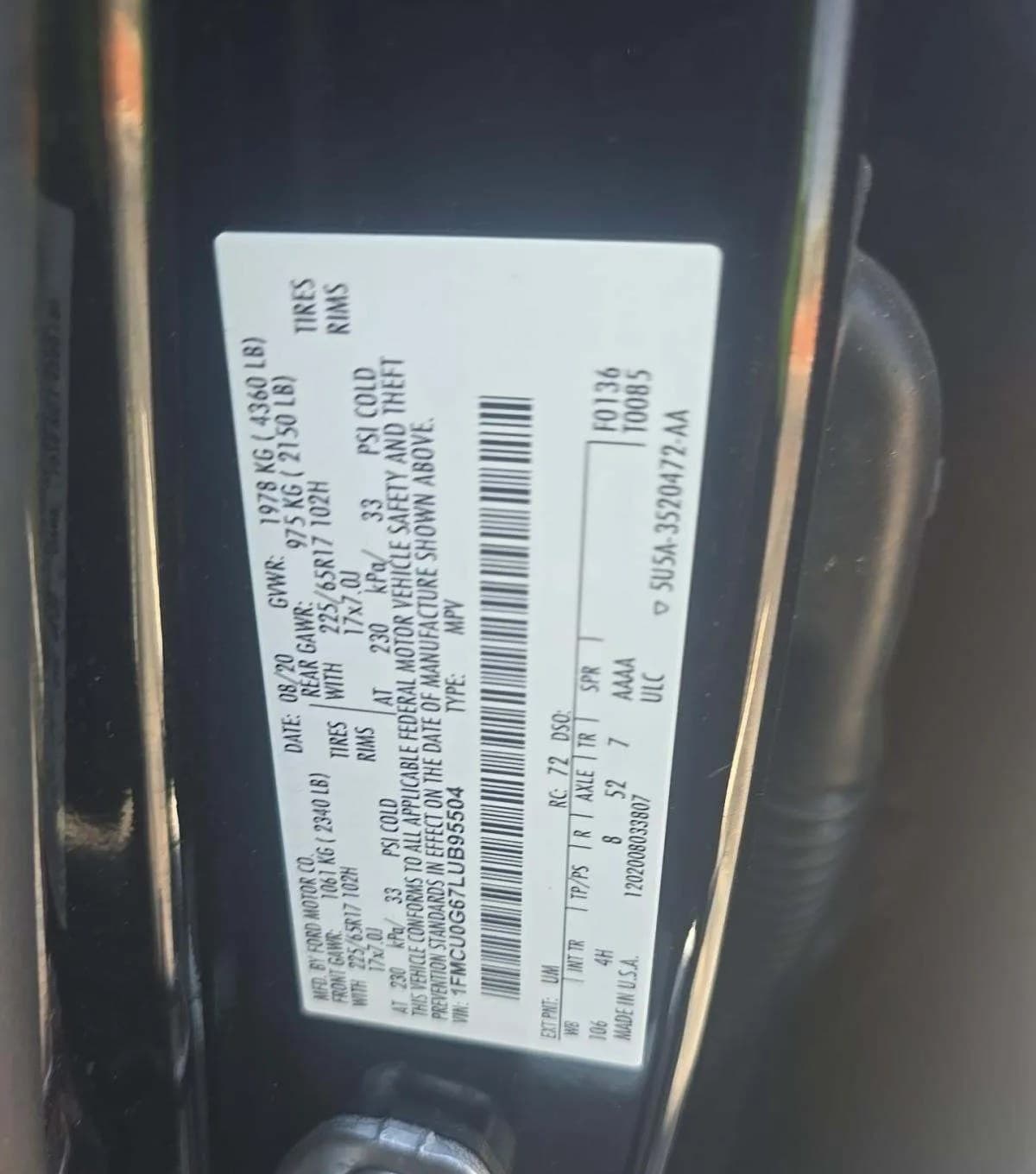 2020 FORD ESCAPE SE 3