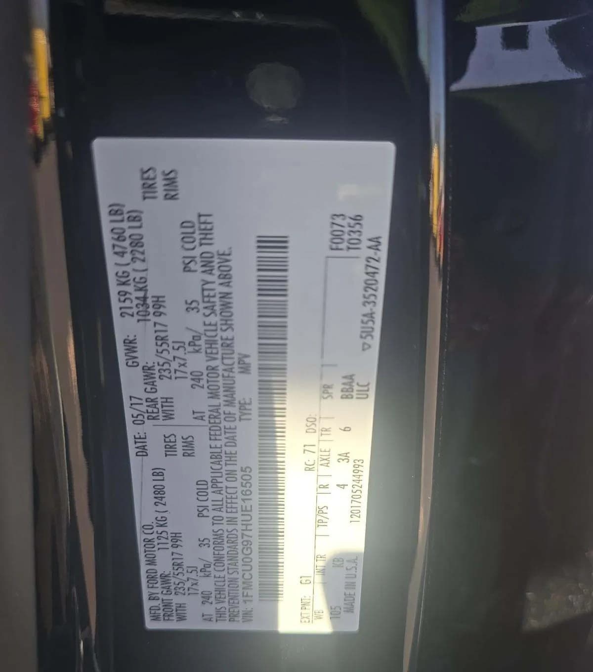2017 FORD ESCAPE SE 3