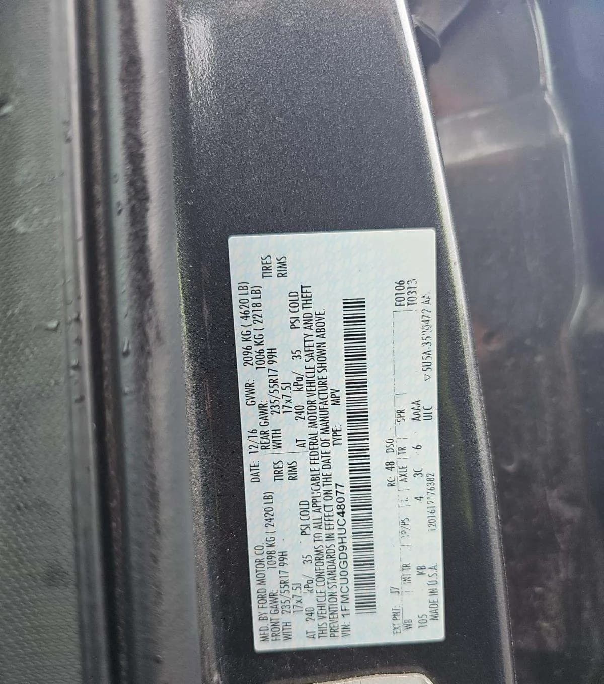 2017 FORD ESCAPE SE 3