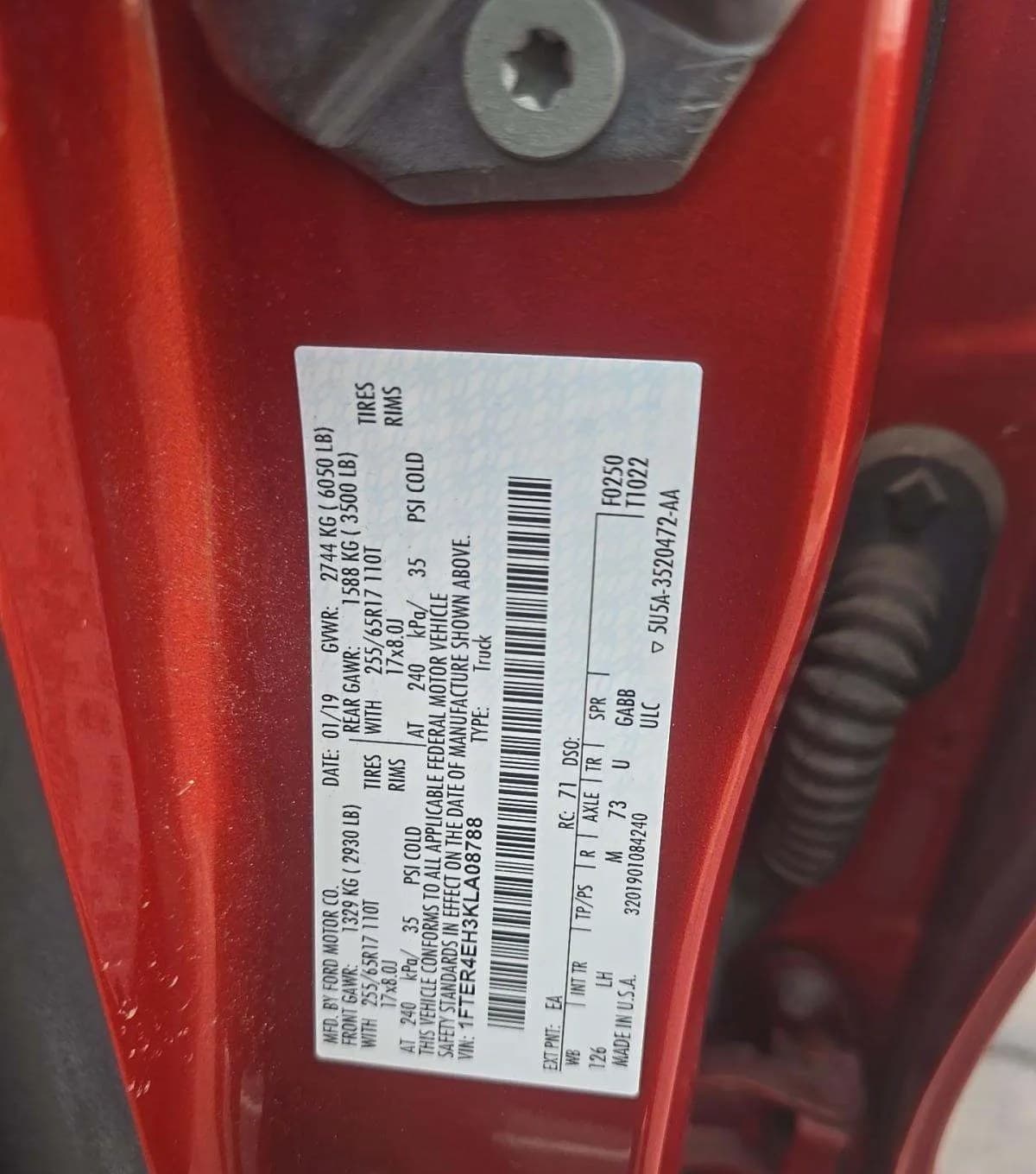2019 FORD RANGER XLT CREW CAB MEDIUM BED 3