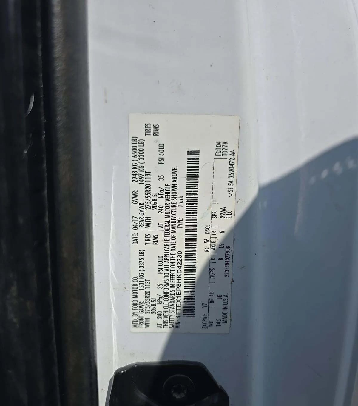 2017 FORD F-150 XL EXTENDED CAB MEDIUM BED W/REAR DOORS 3