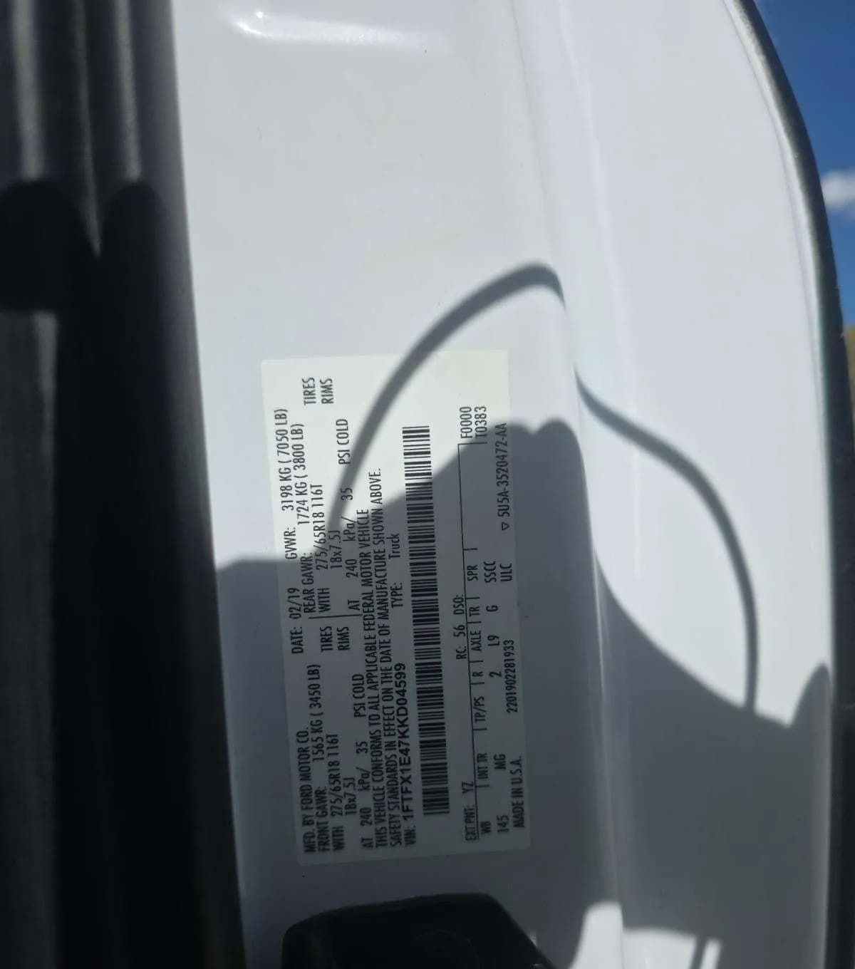 2019 FORD F-150 XLT EXTENDED CAB MEDIUM BED W/REAR DOORS 3