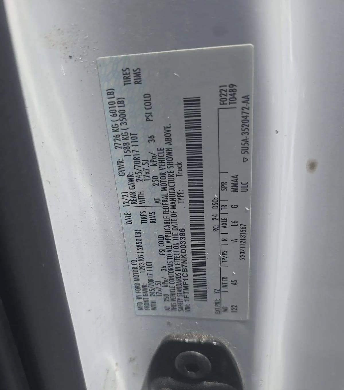 2022 FORD F-150 XL REGULAR CAB MEDIUM BED 3
