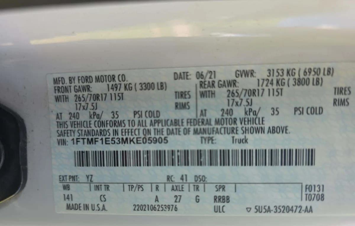 2021 FORD F-150 XL REGULAR CAB LONG BED 3