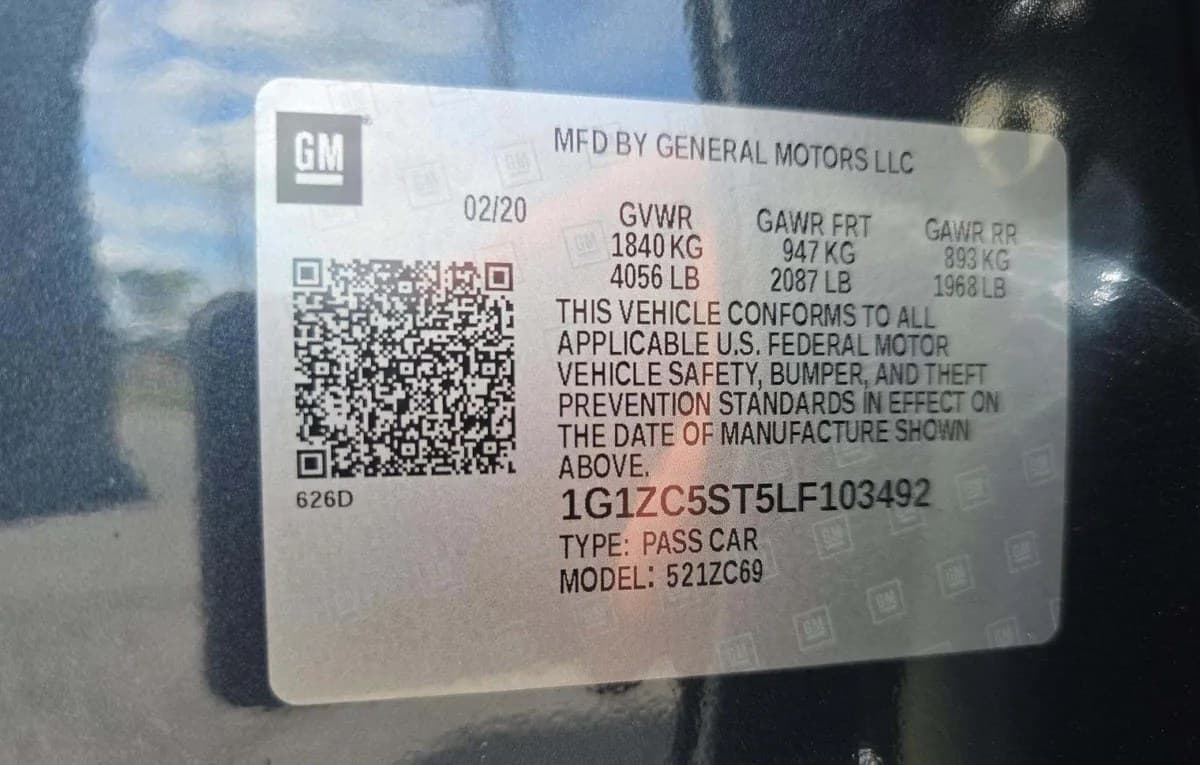 2020 CHEVROLET MALIBU LS 3