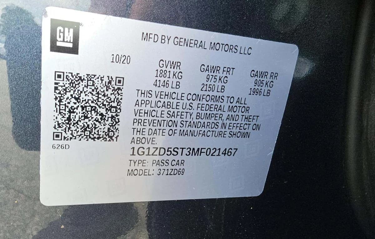 2021 CHEVROLET MALIBU LT 3