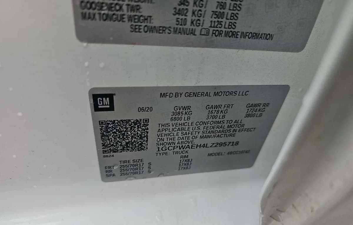 2020 CHEVROLET SILVERADO 1500 WT CREW CAB MEDIUM BED 1WT 3
