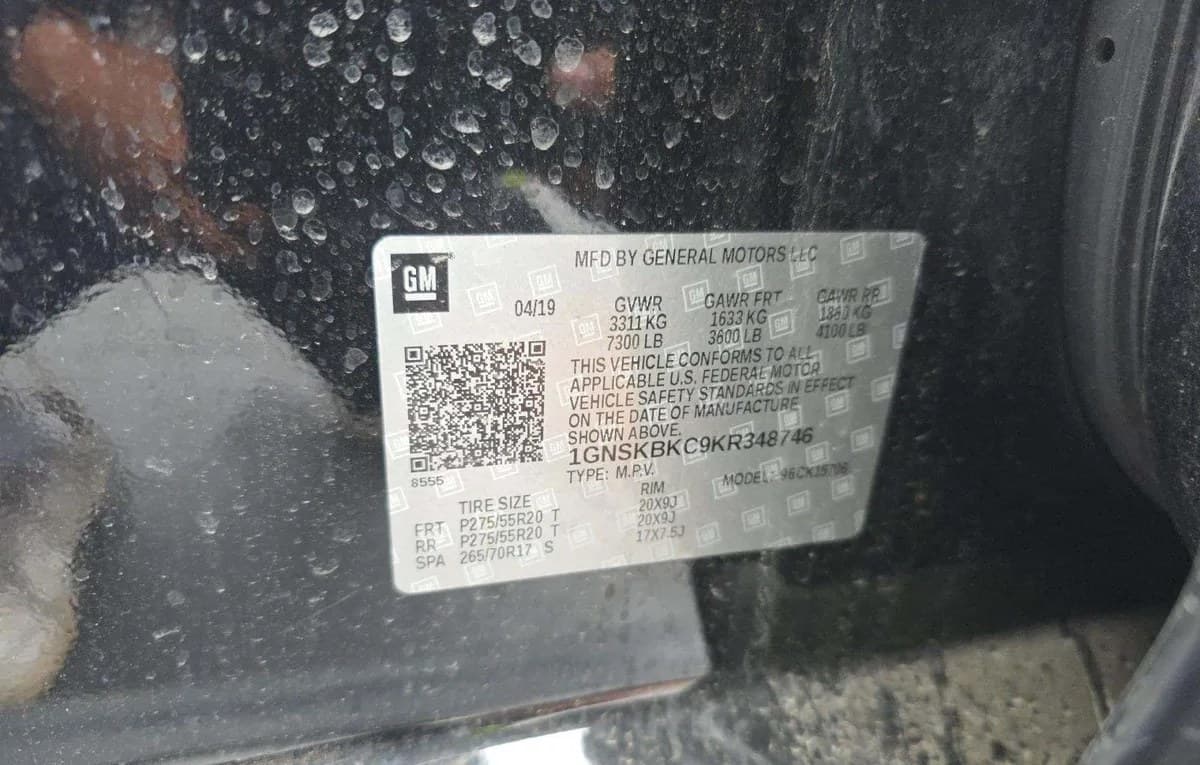 2019 CHEVROLET TAHOE LT 3