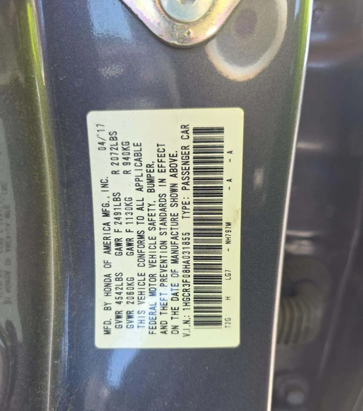 2017 HONDA ACCORD EX-L 3