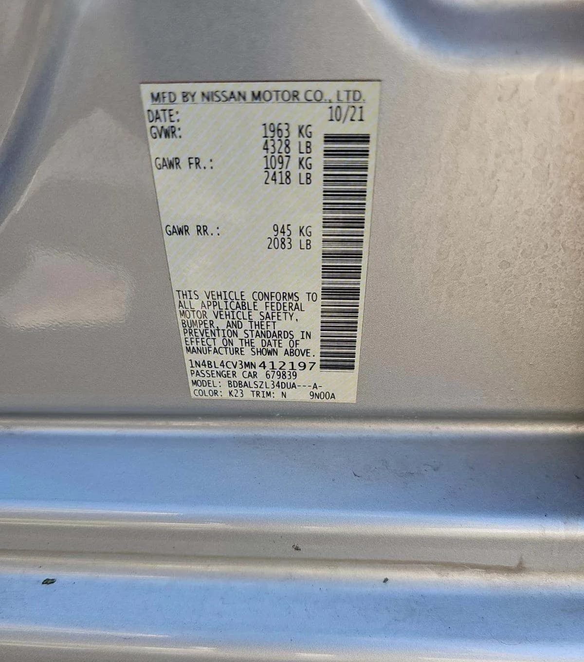 2021 NISSAN ALTIMA 2.5 SR 3