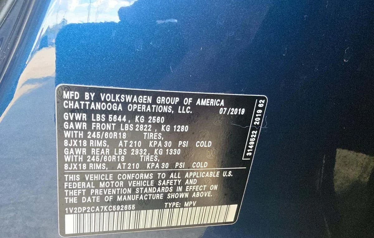 2019 VOLKSWAGEN ATLAS 2.0T SE 3