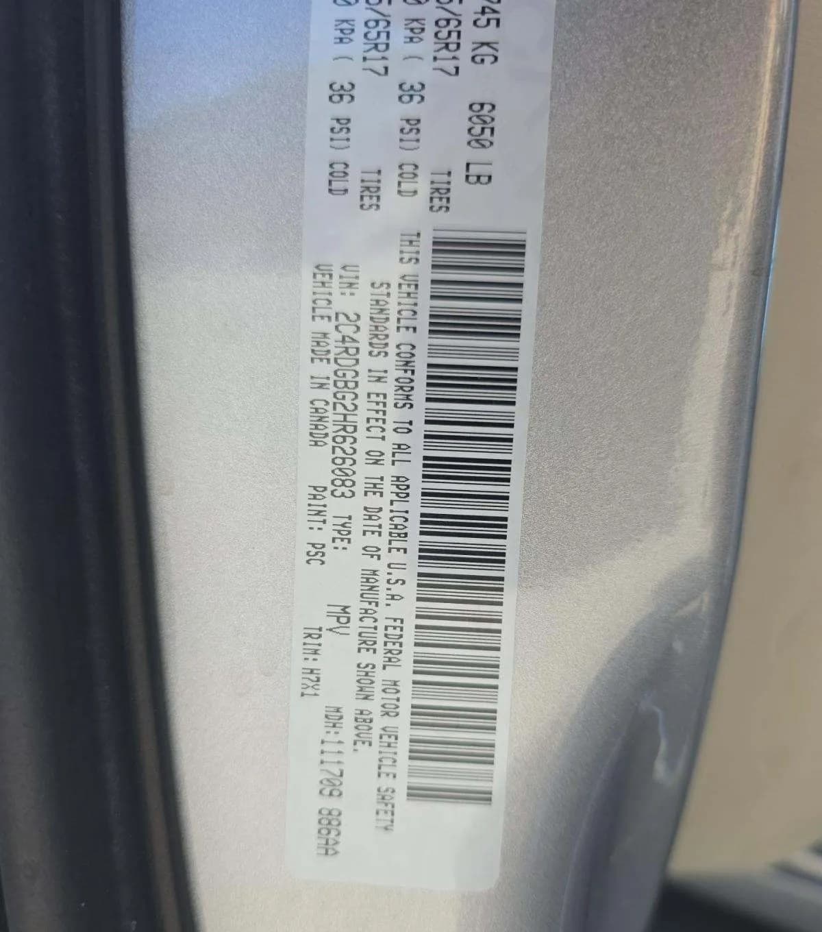 2017 DODGE GRAND CARAVAN SE 121.2" WB 3
