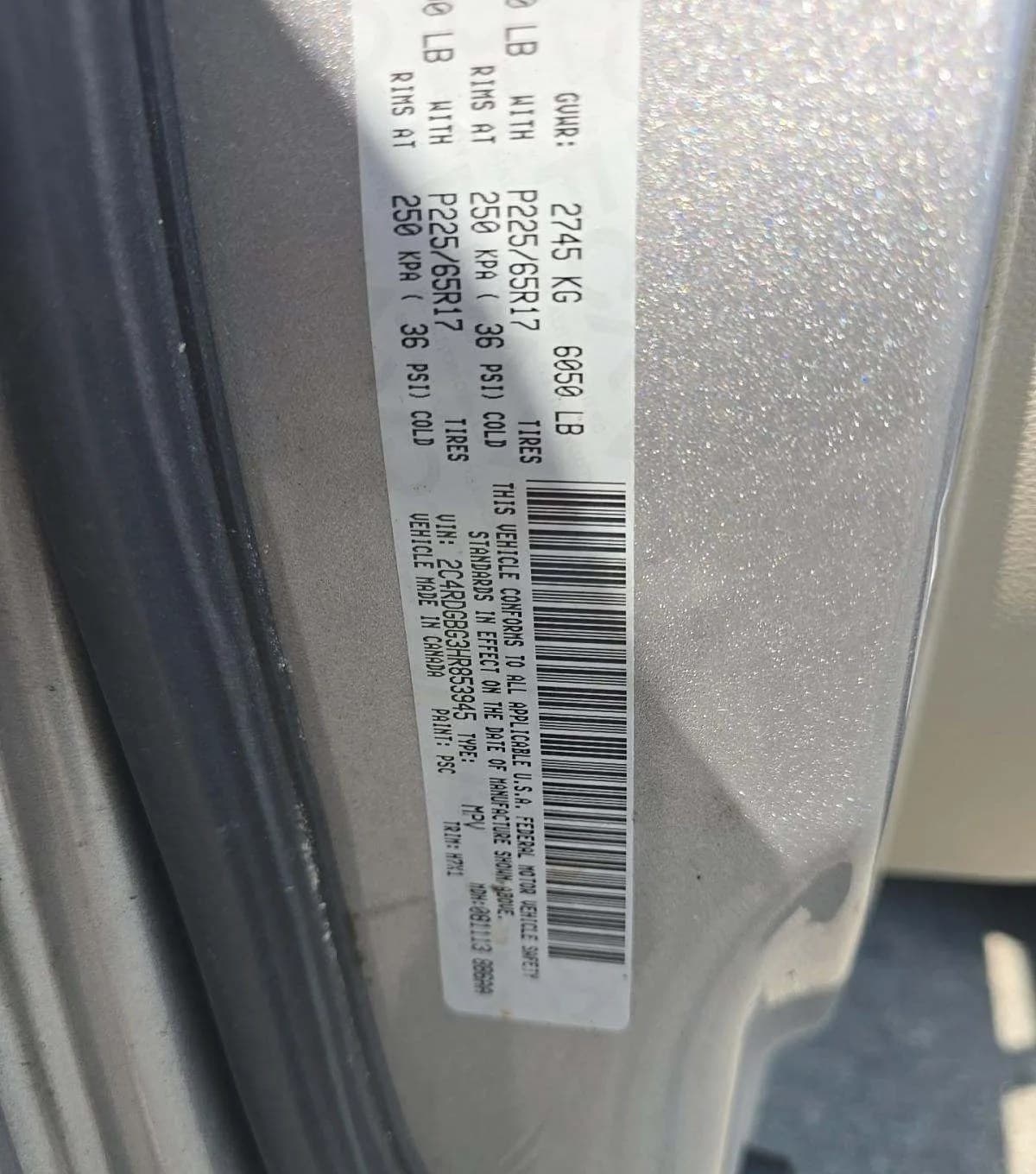2017 DODGE GRAND CARAVAN SE 121.2" WB 3
