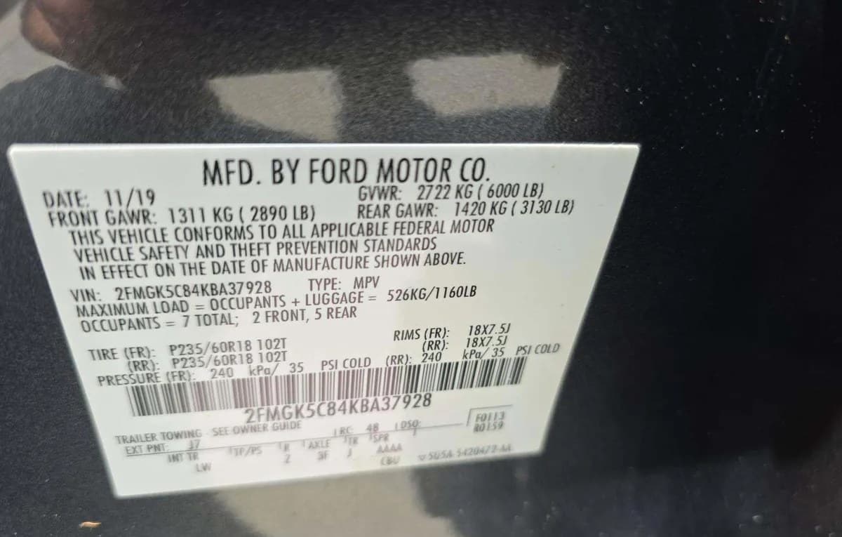 2019 FORD FLEX SEL 3
