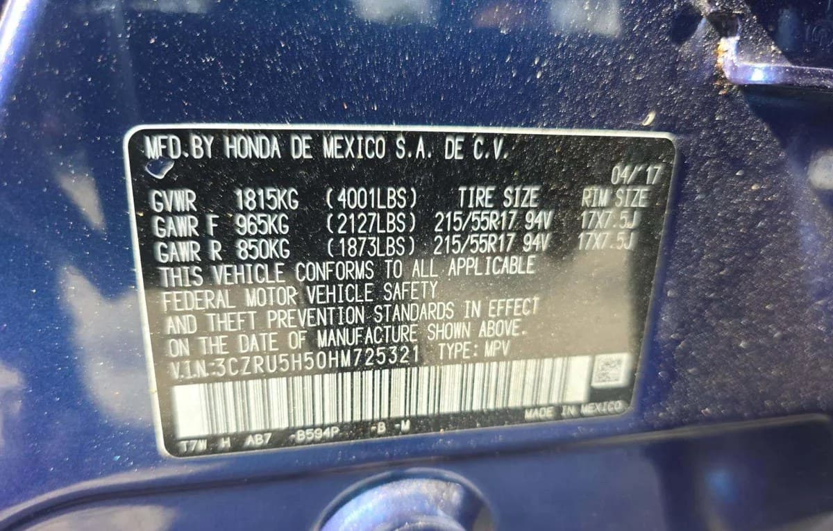 2017 HONDA HR-V EX 3