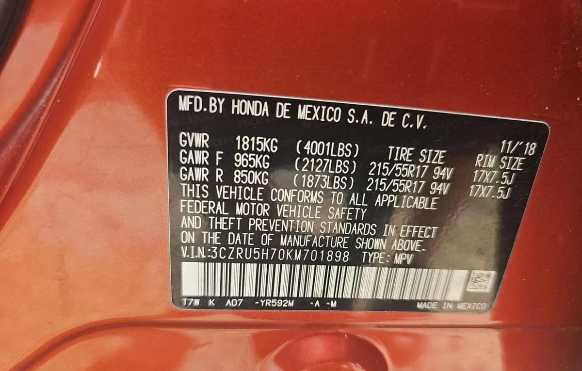 2019 HONDA HR-V EX-L 3