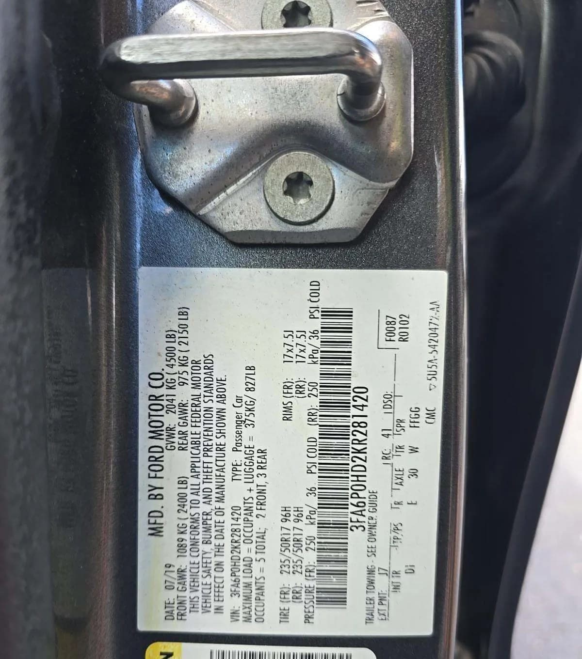 2019 FORD FUSION SE 3