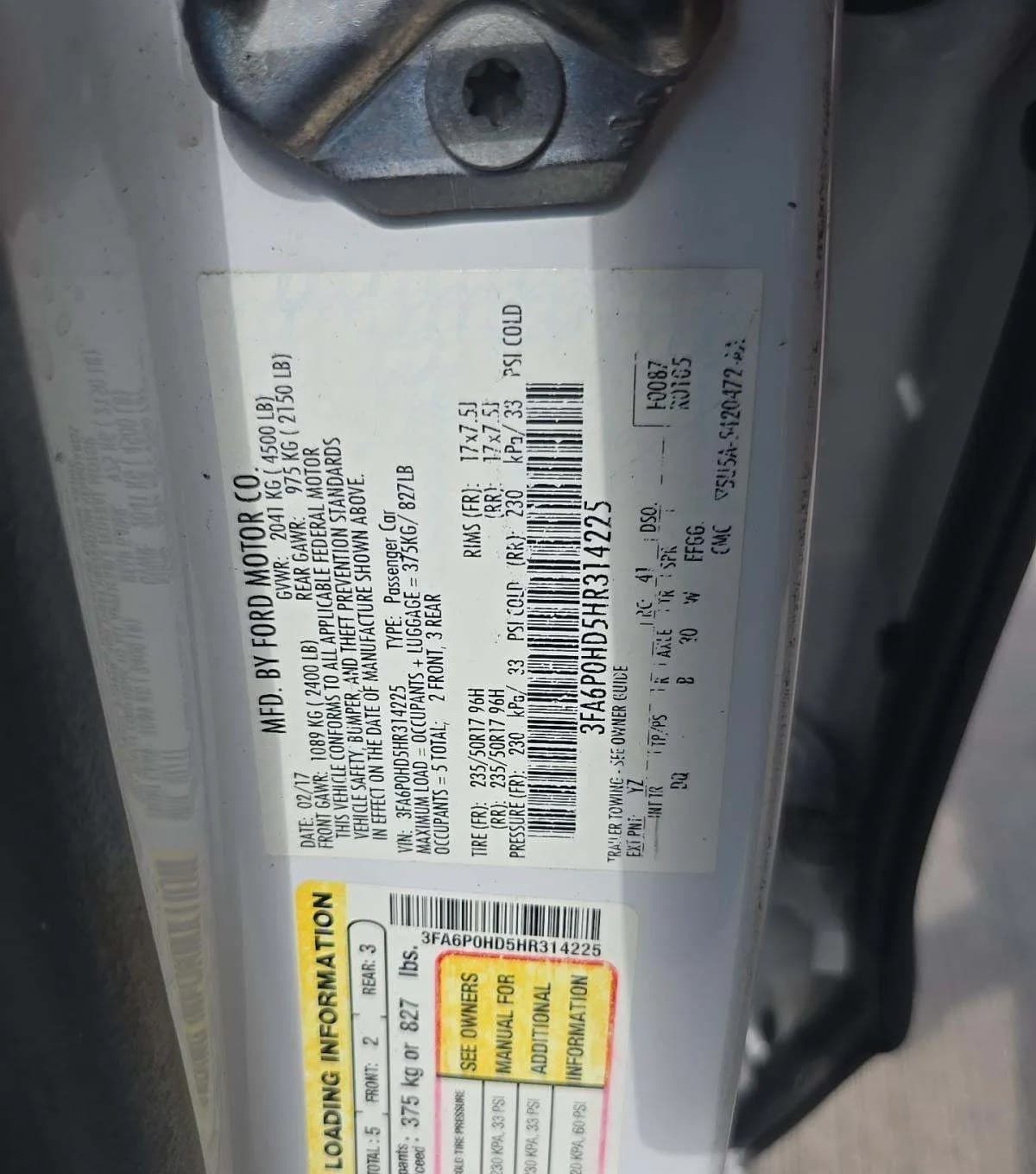 2017 FORD FUSION SE 2