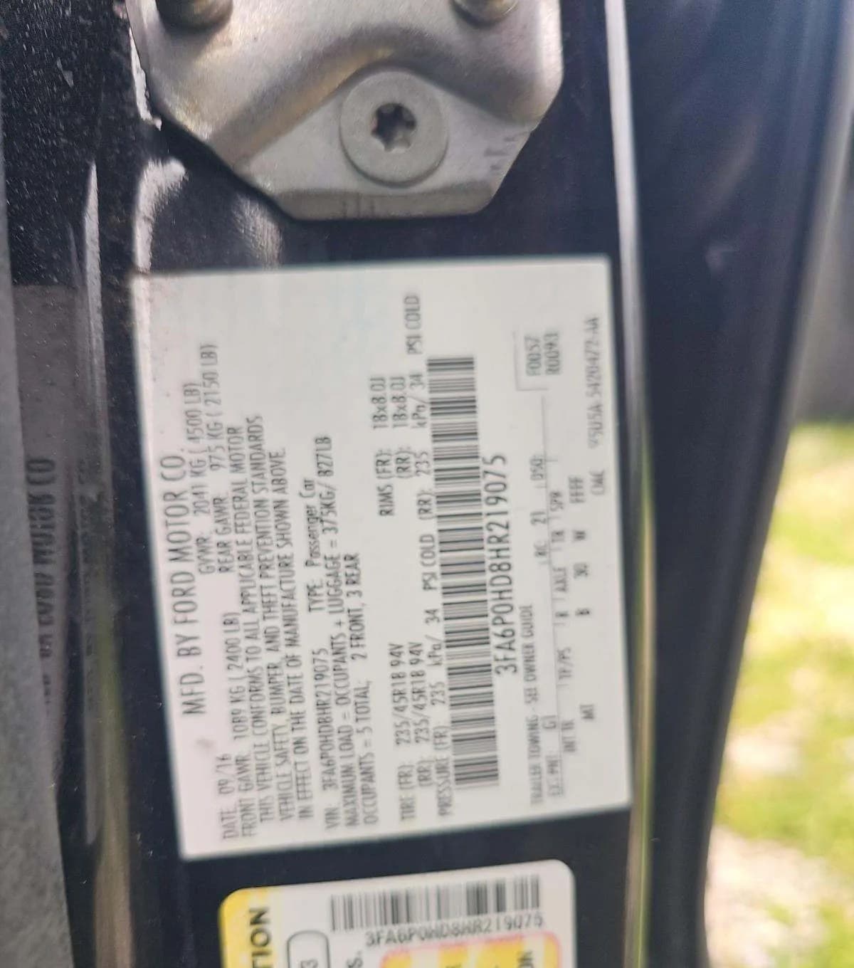 2017 FORD FUSION SE 3