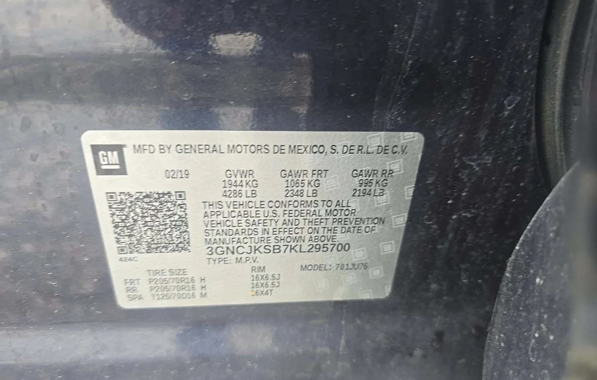 2019 CHEVROLET TRAX LS 1LS 3