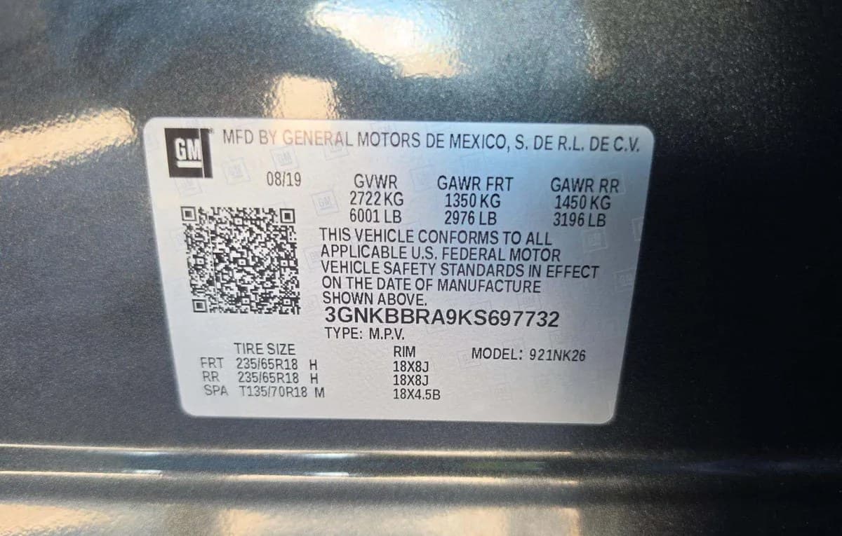 2019 CHEVROLET BLAZER CLOTH 1LT 3