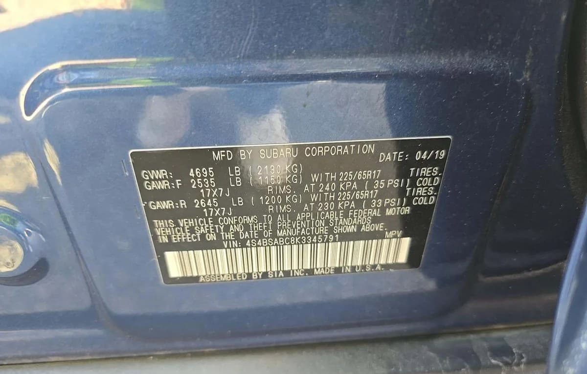 2019 SUBARU OUTBACK 2.5i 3