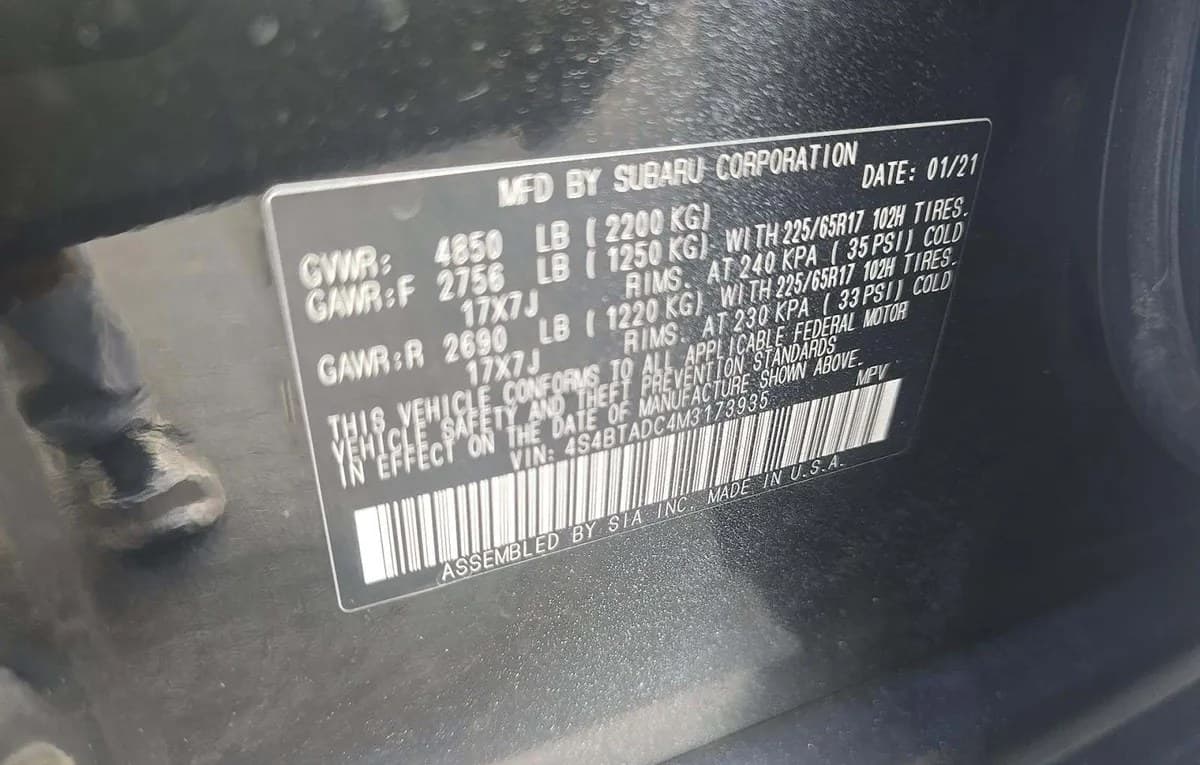 2021 SUBARU OUTBACK Premium 3