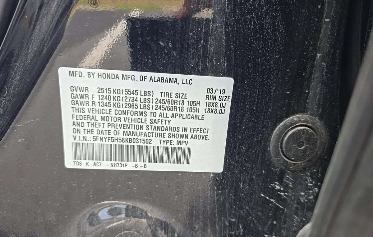 2019 HONDA PILOT EX-L 3