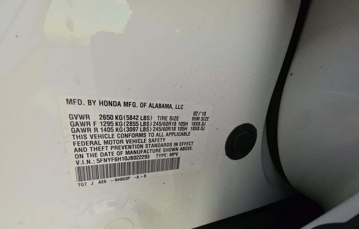 2018 HONDA PILOT LX 3