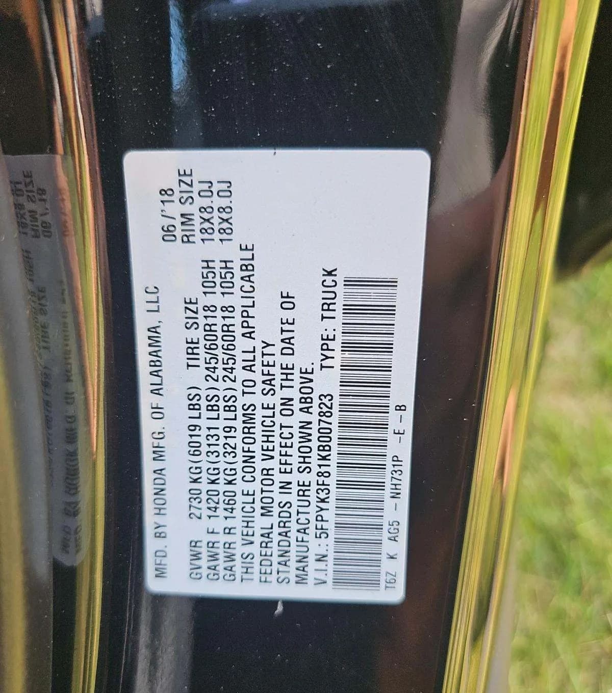 2019 HONDA RIDGELINE BLACK EDITION CREW CAB MEDIUM BED 3