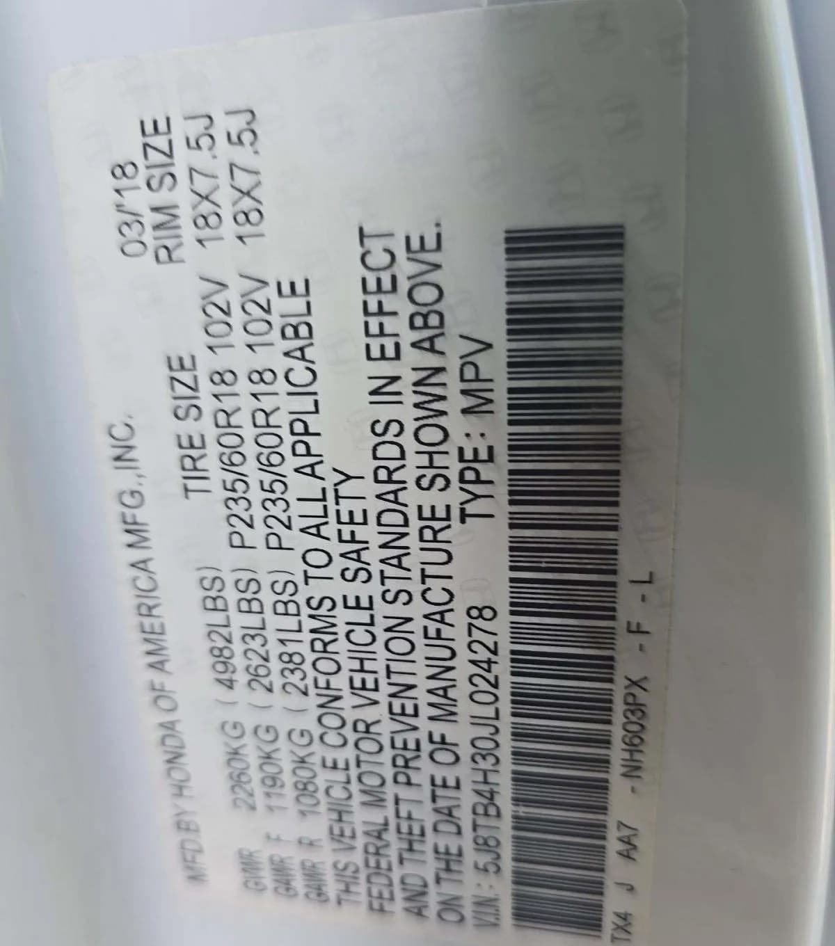 2018 ACURA RDX Base 3