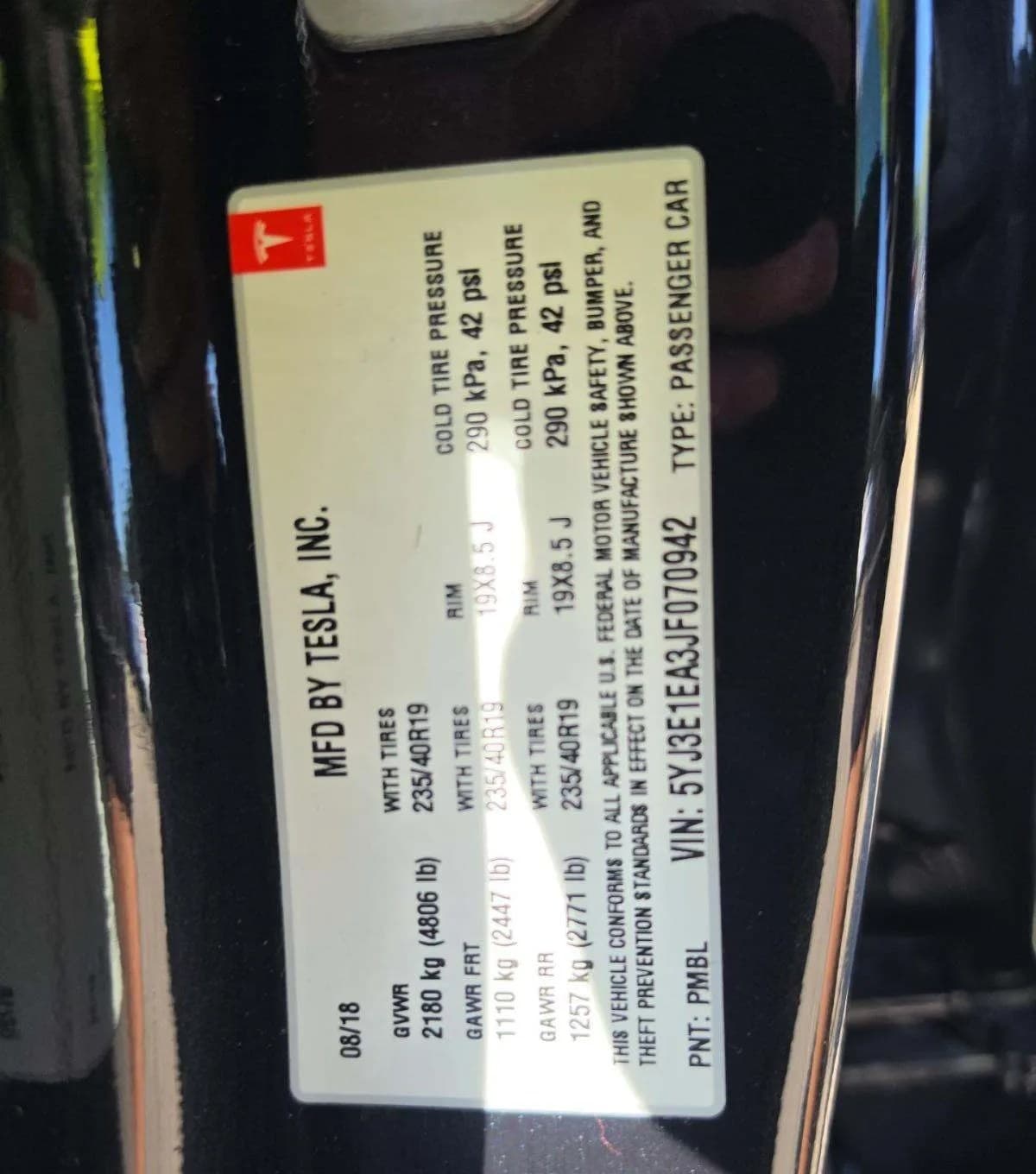 2018 TESLA MODEL 3 LONG Range 3