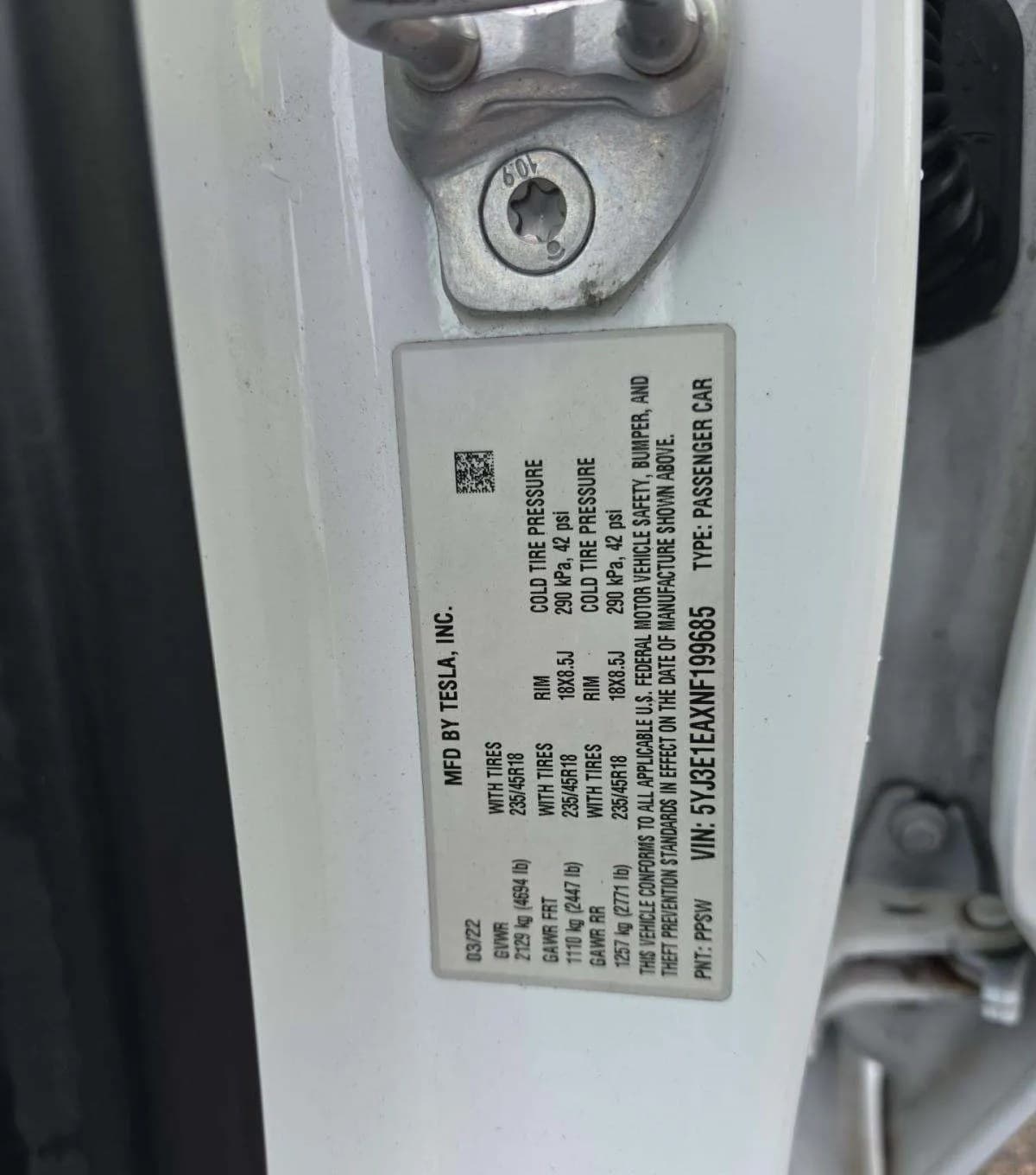 2022 TESLA MODEL 3 STANDARD RANGE 3