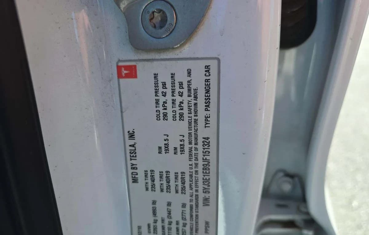 2018 TESLA MODEL 3 PERFORMANCE 3