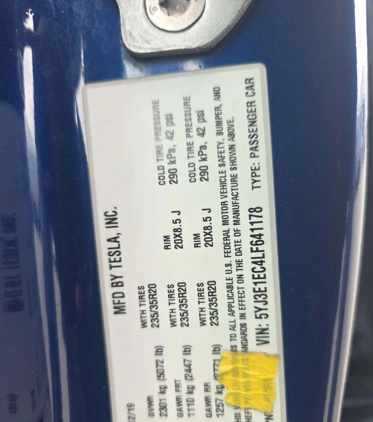 2020 TESLA MODEL 3 Performance 3