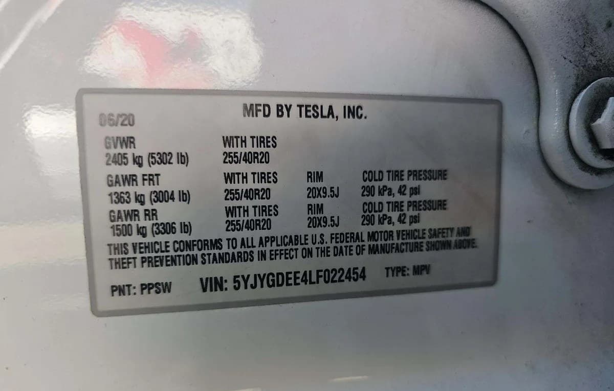 2020 TESLA MODEL Y LONG Range 3