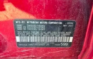 2017 MITSUBISHI LANCER 6