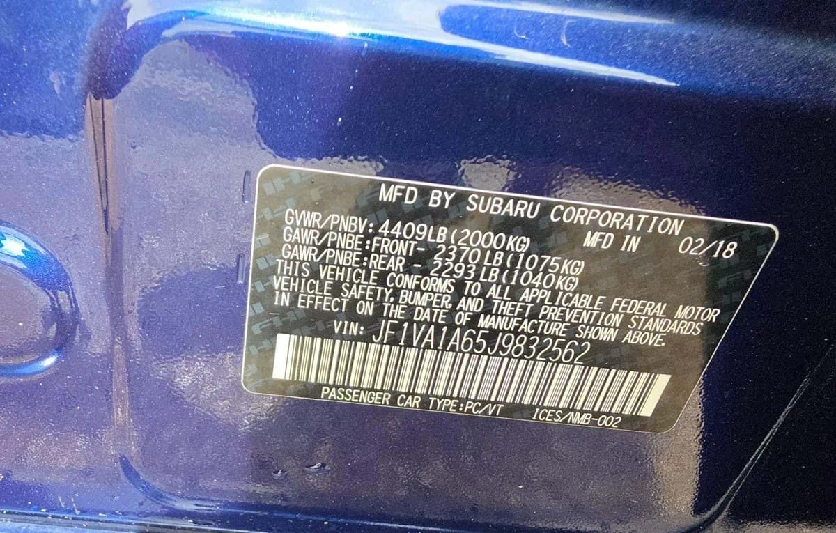 2018 SUBARU WRX Base 3
